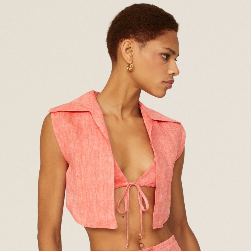 Matthew Bruch‎ Vest with Triangle Top in Red Melange size 2 / US Small